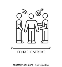 Public relations officer pixel perfect linear icon. Communication and marketing. Thin line customizable illustration. Contour symbol. Vector isolated outline drawing. Editable stroke
