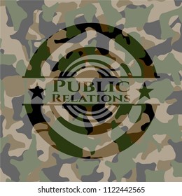 Public Relations on camouflaged texture