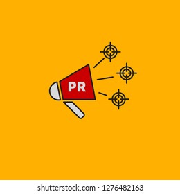 Public relations, pr logo. Vector megaphone. Target audience. Logo communications. Icon PR.