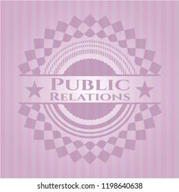 Public Relations realistic pink emblem