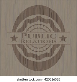 Public Relations retro style wood emblem