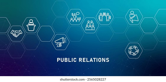 Public Relations service gradients header illustration concept of company corporate communication for public media stakeholders  