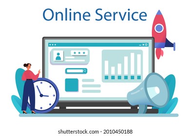 Public relations strategy online service or platform. Commercial brand advertising, building relationships with customer. Flat vector illustration