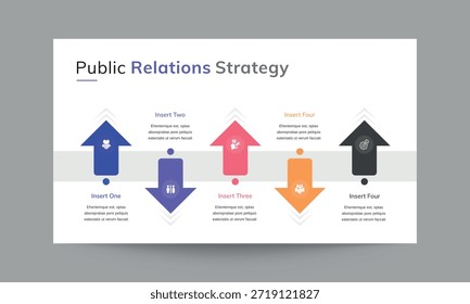 Diseño de presentación de diapositivas de estrategia de relaciones públicas