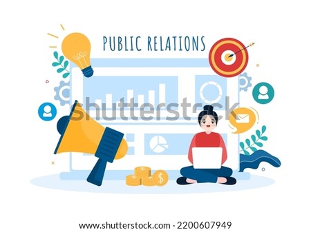 Public Relations Template Hand Drawn Cartoon Flat Illustration with Team for Idea of Marketing Campaign Through Mass Media to Advertise your Business