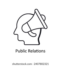 Public Relations vector outline doodle Design illustration. Symbol on White background EPS 10 File 