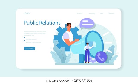 Banner web de relaciones públicas o página de inicio. Idea de publicidad de marca
