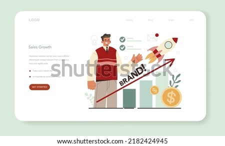 Public relations web banner or landing page. Specialist developing commercial brand advertising, building relationships with customer. Mass media support of the business. Flat vector illustration
