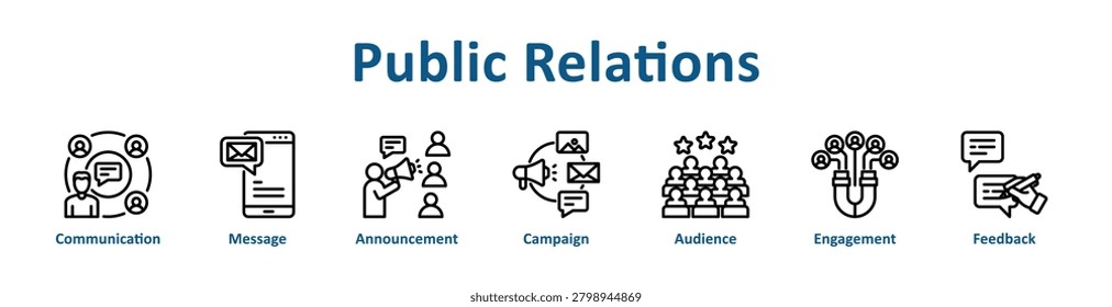 -Public Relations web icon banner with line art style