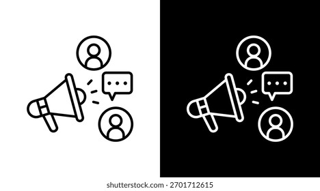 Public Relations White Icon Set Design