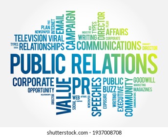 Public Relations Wort Cloud Collage, Business Concept Hintergrund