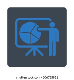 Public Report vector icon. This flat rounded square button uses smooth blue colors and isolated on a white background.