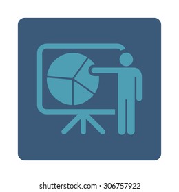 Public Report vector icon. This flat rounded square button uses cyan and blue colors and isolated on a white background.