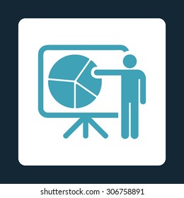 Public Report vector icon. This flat rounded square button uses blue and white colors and isolated on a dark blue background.