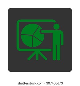 Public Report vector icon. This flat rounded square button uses green and gray colors and isolated on a white background.