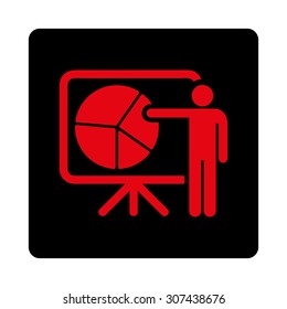 Public Report vector icon. This flat rounded square button uses intensive red and black colors and isolated on a white background.
