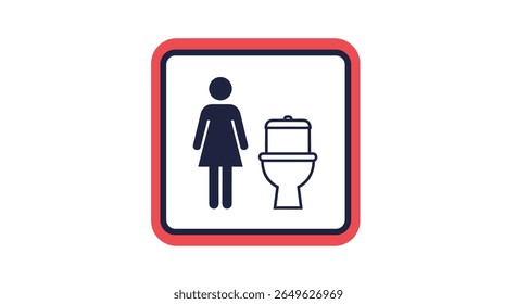 Facilidades de banheiro público para mulheres com um toalete e um símbolo de silhueta feminina
