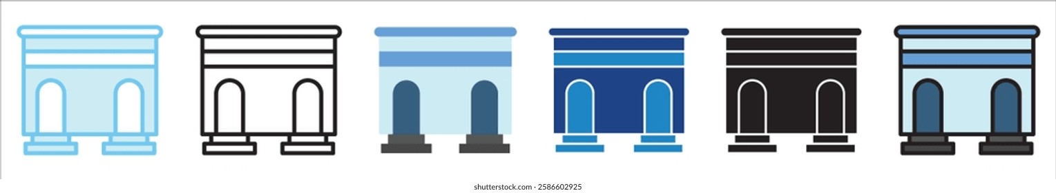 Public Restroom multi style, mini illustration icon. outline, flat, glyph, line color, UI, UX, app and web, digital or print. For education, construction, transportation, environment, urban planning.