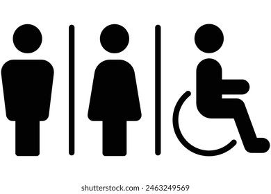 Öffentliches Toilettenschild für Menschen, Toilettensymbol-Vektorgrafik, das Zeichen der Toilette in der Öffentlichkeit