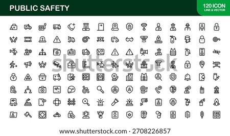 Public Safety Line Icon Set – Modern Minimal Vector Icons for Emergency, Security, and Protection in Professional Outline Style