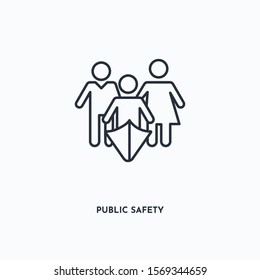 Public Safety Outline Icon. Simple Linear Element Illustration. Isolated Line Public Safety Icon On White Background. Thin Stroke Sign Can Be Used For Web, Mobile And UI.