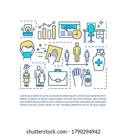 Public safety rules concept icon with text. PPT page vector template. Protect yourself from coronavirus. Keep safe distance. Brochure, magazine, booklet design element with linear illustrations