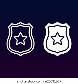 Public Safety, Sheriff Badge With Star Line And Solid Icon, Outline And Filled Vector Sign, Linear And Full Pictogram Isolated On White. Symbol, Logo Illustration