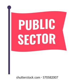 Public sector. Red flag icon, symbol. Flat vector illustration on white background.