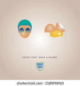 Public service message to wear helmets for safety.
