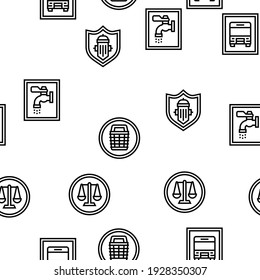 Public Service Signs Vector Seamless Pattern Thin Line Illustration