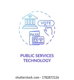 Public service technology blue gradient concept icon. Electronic government. Online voting poll. E governance idea thin line illustration. Vector isolated outline RGB color drawing