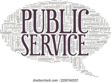 Public Service Word Cloud Conceptual Design Isolated On White Background.