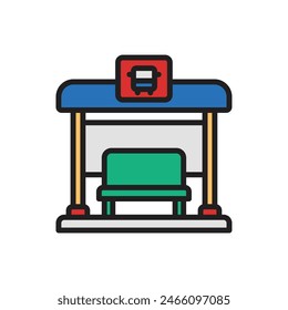 Public Services Bus Stop Icon Vector Illustration