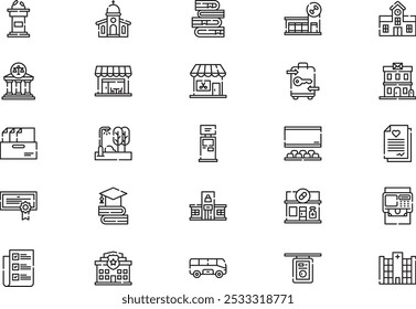 La colección de iconos de servicios públicos es una Ilustración vectorial con trazo editable.