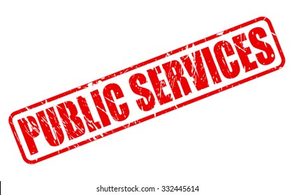 PUBLIC SERVICES red stamp text on white