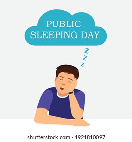 Public Sleeping Day design with a character 