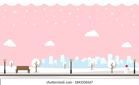 Public snow park landscape vector illustration ( winter) / no people