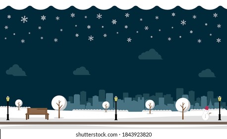 Ilustración vectorial del parque de la nieve pública (invierno) / no hay personas