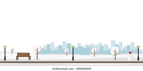 Public snow park landscape vector illustration ( winter) / no people