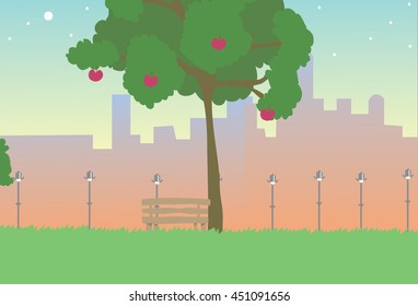 Public space with apple tree So you can thinking something around here