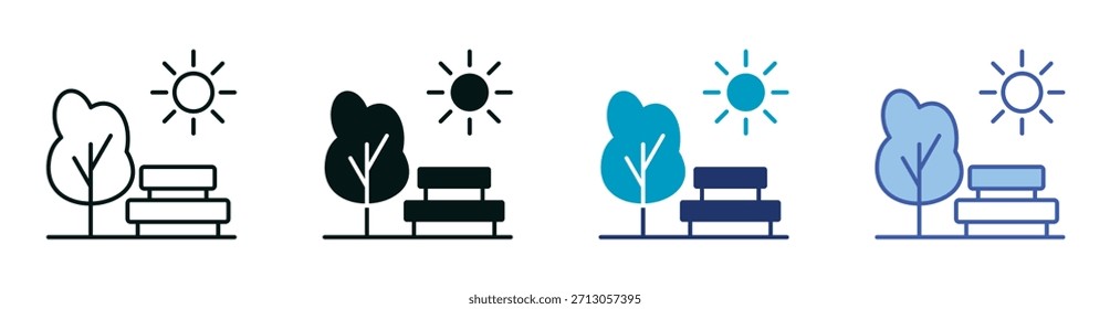 Conjunto de Ícones de Espaço Público Consistindo em Ilustração de Vetor com Vários Estilos