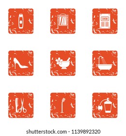 Public space icons set. Grunge set of 9 public space vector icons for web isolated on white background