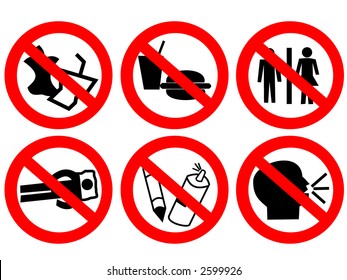Public space prohibited sign no eating, litter graffiti