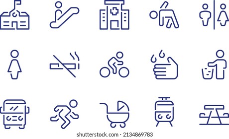 Public Space and Urban life Line Icons