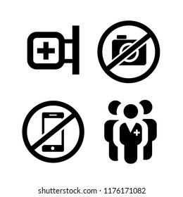 Public spaces signals fill icon set. Transparent background. Isolated on white background. Vector format.
