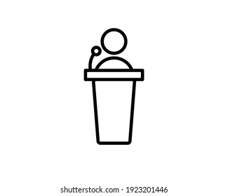 Public Speach Icon In Flat Style. Podium Conference Vector Illustration On White Isolated Background. Tribune Debate Business Concept