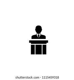 Public Speaker. Flat Vector Icon illustration. Simple black symbol on white background. Public Speaker sign design template for web and mobile UI element