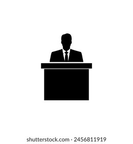 Public Speaker flat vector icon. Simple solid symbol isolated on white background. Public Speaker sign design template for web and mobile UI element