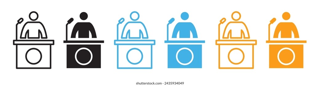 Public speaker icon line art vector