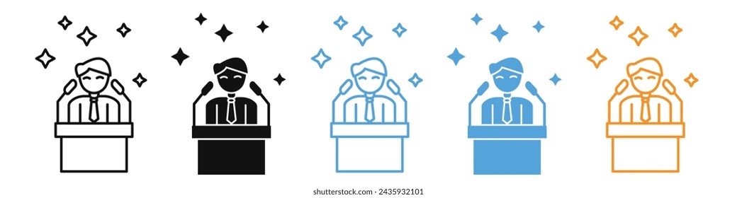 Public speaker icon mark in filled style